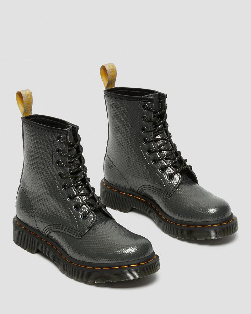 Dr Martens Vegan 1460 Metallic Emboss Snørestøvletter Dame Grå | Norge 555RVD
